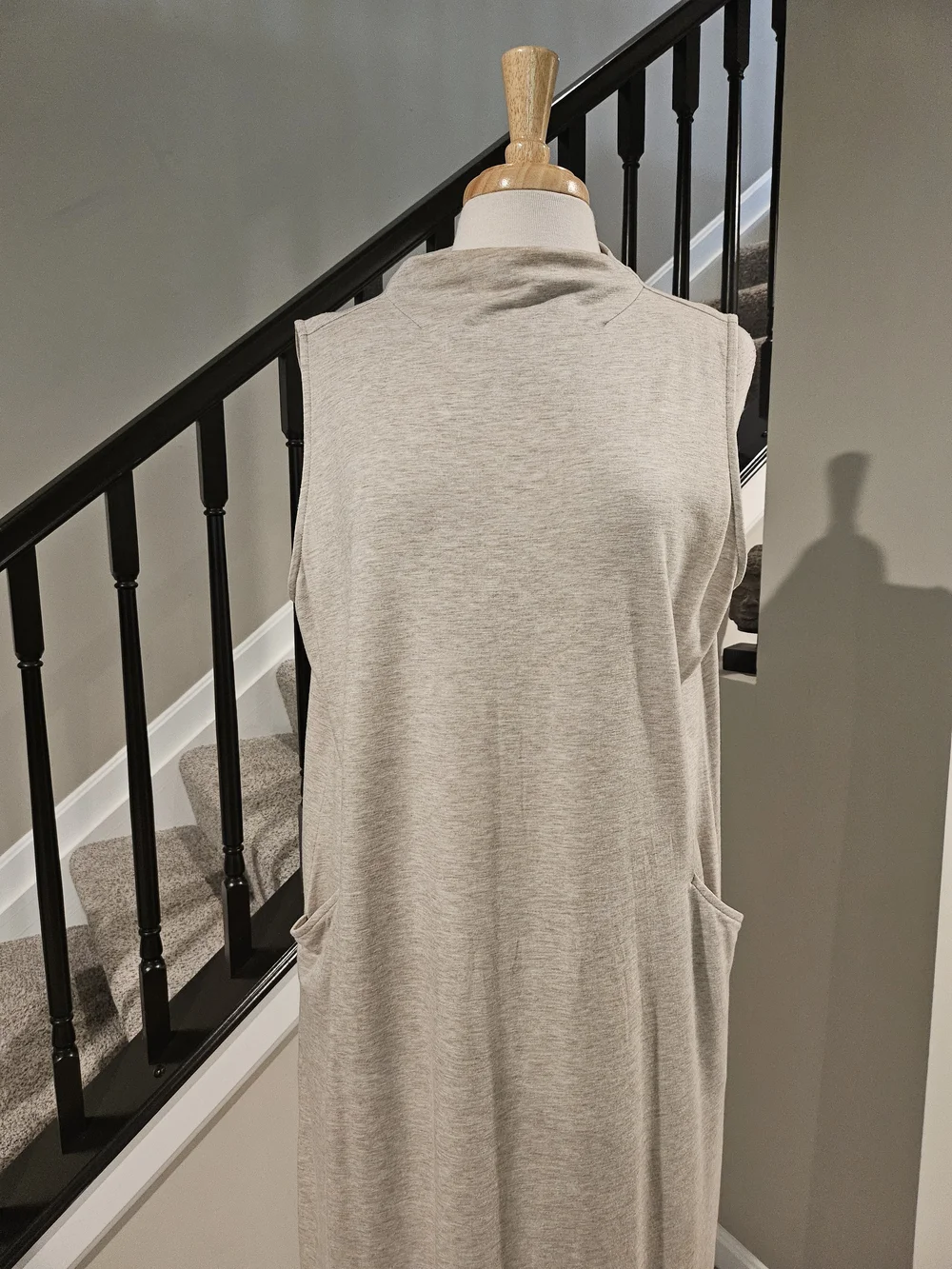 Pure J Jill Women’s Oatmeal/Taupe Mock Neck Maxi Sleeveless Dress (Size XL)